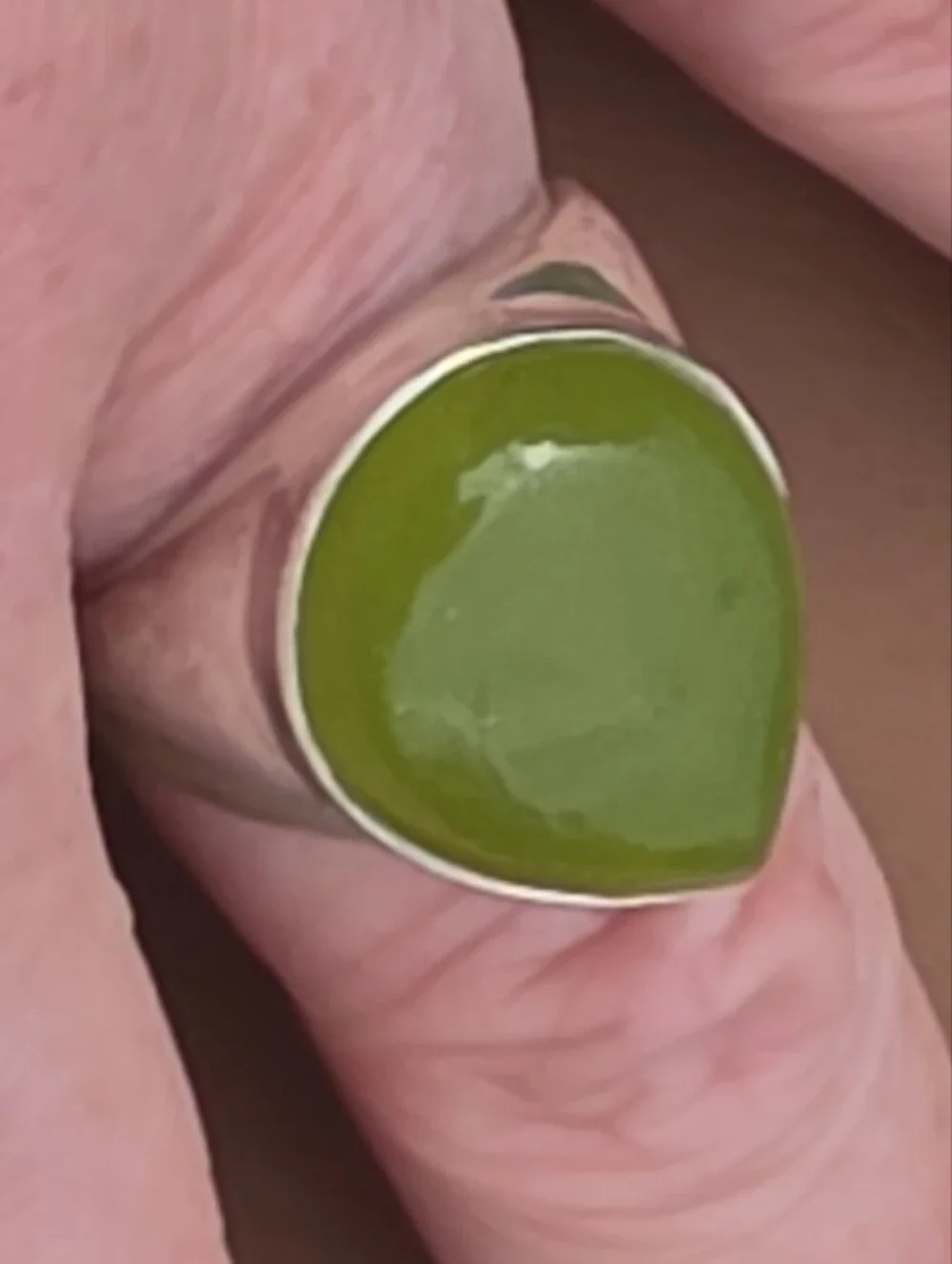 Olive Green Chalcedony Gemstone Ring In 925 Sterling Silver (9.5)